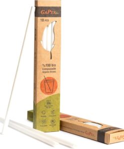 Bio Naturel (%100 bitki bazlı), Tekrar Kullanılabilir, Kompostlanabilir, Biyoçözünür (doğada çözünebilir) Pipet (10, Naturel)