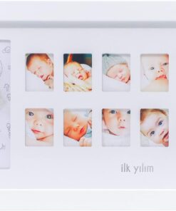 İlk Yılım Fotoğraf Anı Çerçevesi - Dekoratif Bebek Odası 12 Aylık Resim Hatıra Çerçevesi