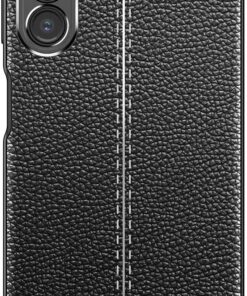 Galaxy S24 Plus Uyumlu Kamera Korumalı Deri Görünümlü Silikon Kılıf (Siyah, Samsung Galaxy S24 Plus)