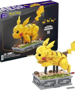 Pokémon Hareketli Pikachu yapı seti, 1095 adet Uyumlu Blok ve Parça İçeren, Bükülebilir Eklemli Oyuncak Seti HGC23
