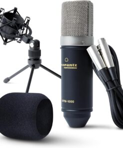 Professional MPM-1000 - Podcast, akış, şarkı söyleme, tele-çalışma ve oyun için masa standı ve kablolu XLR kondenser stüdyo mikrofonu