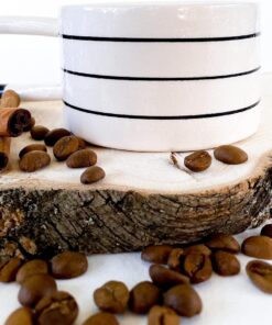 Yapımı Seramik Kupa Bardak Siyah Çizgili