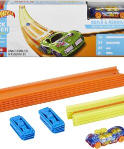 Wheels Track Builder Temel Pist Seti, 10 Adet Pist Parçası, 9 Adet Pist Bağlantı Parçası ve Bir Adet 1:64 Ölçekli Hot Wheels Araba İçeren Eklenebilir Pist Inşasına Başlangıç Seti, 6 Yaş ve Üzeri