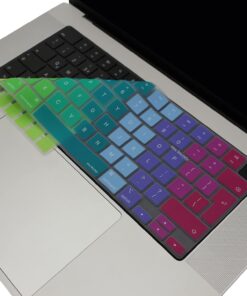 Macbook M1-M2-M3 Air Pro Klavye Koruyucu (UK-EU İngilizce) TouchID'li A2681 A3113 A2941 A3114 A2442 A2779 A2992 A2918 A2485 A2780 A2991 ile Uyumlu Dazzle Pembe Yeşil