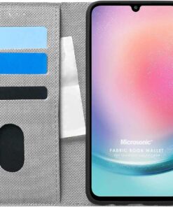 Samsung Galaxy A24 için Kılıf Fabric Book Wallet Gri [Galaxy A24 ile Uyumlu Kılıf - Gri]