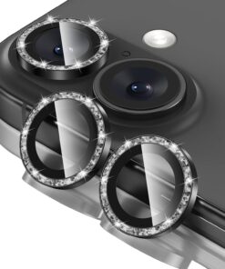 Trend iPhone 16 / iPhone 16 Plus Taşlı Lens Koruyucu Premium Kalite ve Görünüm Siyah Black