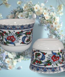 Çini Renkli Model Desenli Porselen Mirra Set 6 Adet Mırra Cup Porcelain 6 Pieces
