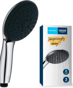 Vitalio Start 110 El Duşu, 3 Akışlı (Masaj, Yağmur & Jet), SmartSwitch, 110mm Yuvarlak Duş Başlığı, Silikon Halka, Kireç Önleyici Sistem, Krom, 26031001
