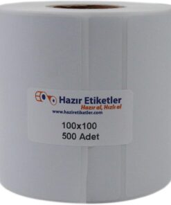 etiketler , hazır al hızlı al Lamine Termal Etiket 100mm x 100mm Ruloda 500 Adet 40mm Kuka Çapında Direk Termal Transfer Etiketi