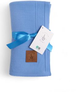 Dedi Dua Yumuşak Örme Bebek Battaniyesi, Oeko-Tex 100 Sertifikalı - Hipoalerjenik ve Isı Düzenleyici - Lüks Konfor, Nefes Alabilen Yapılı Çocuk Örtüsü, Mavi 80X100 cm