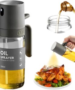 Yemek yağı için yağ püskürtücü, 250 ml yağ püskürtme şişesi, cam, zeytinyağı spreyi, pişirme için yağ spreyi, sprey şişesi, sıcak hava fritözü için yağ, yağ püskürtücü, pişirme, ızgara,