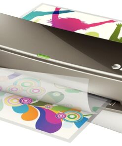 A4 laminasyon cihazı, 80 ila 125 mikron laminasyon folyoları için, laminasyon kılıfları dahil, başlangıç kiti, ev ofisi, küçük ofis ve okulda kullanım için ideal, gri, iLAM, 73680089