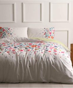 Astin Çiçek Desenli%100 Pamuk Antibakteriyel Kumaşlı Nevresim Takımı, Beyaz, Tek Kişilik (Nevresim: 160x220 cm/Çarşaf: 180x260 cm / 1 Adet Yastık Kılıfı: 50x70 cm)
