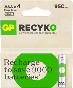 Batteries Recyko 950 AAA İnce Kalem Ni-Mh Şarjlı Pil, 1.2 Volt, 4'lü Kart