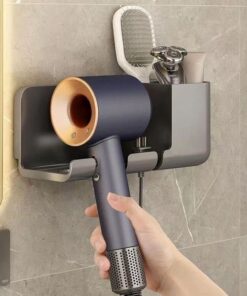 Saç Kurutma Makinesi Tutucu Banyo Organizeri: Duvara Monte Edilebilir, Pratik Depolama Çözümü (Antrasit)