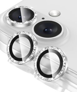 Trend iPhone 16 / iPhone 16 Plus Taşlı Lens Koruyucu Premium Kalite ve Görünüm Silver Gümüş