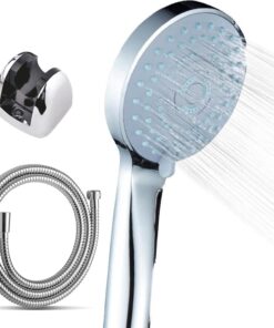 Cushy Yüksek Basınçlı 3 Fonksiyonlu Krom Kaplı DUŞ SETİ - Su Tasarruflu Yağmur Etkili Duş Seti - (Cushy El Duşu + 150cm Krom Spiral + Krom Mafsal/Duş Askısı)