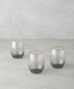Home Citrus Cam 3'lü Bardak 350 ml Amber-Yeşil