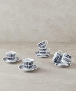 Home Dolly Porselen Kahve Fincan Takımı 12 Parça 6 Kişilik Siyah