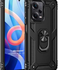 Xiaomi Redmi Note 12 Pro için Kılıf Military Ring Holder Siyah [Redmi Note 12 Pro ile Uyumlu Kılıf - Siyah]