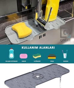 Pratik Musluk Matı Mutfak Ve Banyo Koruyucu Musluk Ve Lavabo Matı Musluk Tezgah Evye Üstü Su Tutucu