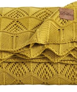 Avusturya Okaliptüs Lyocell Tencel™ Birinci Sınıf Boho Vintage Örgü Battaniye, Rahat, Nefes Alan ve Kullanışlı Örtü, Emily (Yağ Yeşili, 150X200)