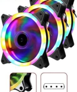 3 Adet 120mm Rainbow Rgb Kasa Fanı 12 Cm Renkli Gökkuşağı Fanı