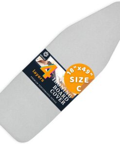 4 Katmanlı Ütü Masası Kılıfı,Ütü Masası Örtüsü,Ütü Masası Bezi,Silikon Kaplı Isı Dayanıklı 55x135 cm Gri Renk