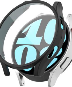 Samsung Watch 5 Pro 45mm İçin Saatin Çerçevesini Tam Saran TPU Ekran Koruyuculu Çizilme ve Darbelere Karşı Koruyucu Dokunmatik ve Ekran Görüntüsünü Etkilemeyen Esnek Silikon Kılıf (Siyah)
