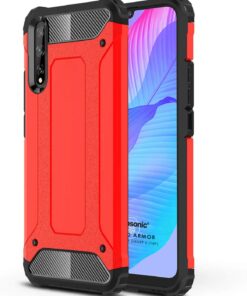 Huawei Y8P için Kılıf Rugged Armor Kırmızı [Y8P ile Uyumlu Kılıf - Kırmızı]