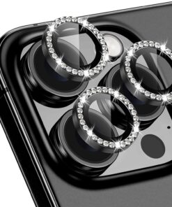 Trend iPhone 16 Pro/iPhone 16 Pro Max Taşlı Lens Koruyucu Premium Kalite ve Görünüm Siyah Black