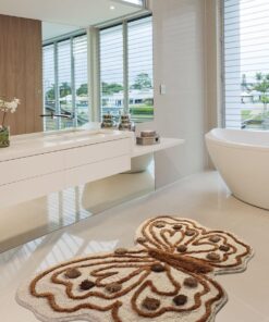 Kelebek Kahve 70x120 Cm Banyo Halısı Yıkanabilir, Kaymaz Taban Yıkanabilir, Kaymaz Taban