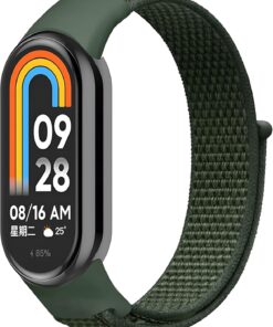 Xiaomi Mi Band 8 İle Uyumlu Hafif ve Bileği Rahatsız Etmeyen Bilek Ölçüsüne Göre Ayarlanabilen Cırt Cırtlı Tasarım Kaliteli Hasır Örme Kumaş Kordon