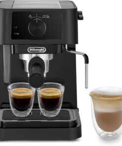 Stilosa EC 230.BK – Geleneksel Espresso Süzgeç Makinesi, Manuel Süt Köpürtücülü Espresso Makinesi, Espresso Tozu, 1 l Su Tankı, Siyah
