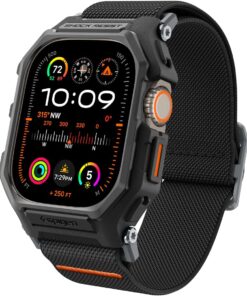 Apple Watch 49mm (Ultra 2/1) Kılıf & Kordon Kayış Lite Fit Pro Matte Black - ACS07104