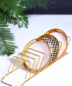 Diyarı Gold 9 Bölmeli Tabak Dizme Aparatı Dolap İçin Düzenleyici GOLD 30 x 30