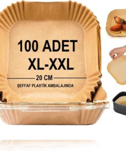 Home Airfryer Pişirme Kağıdı,Xl-Xxl Büyük Boy, Kare, 100 Adet Hava Fritöz Parşömen Fırın Kağıdı Tek Kullanımlık Kağıt Fırın Fritöz Pişirme Kızartma Tavası Için Uygun 20CM