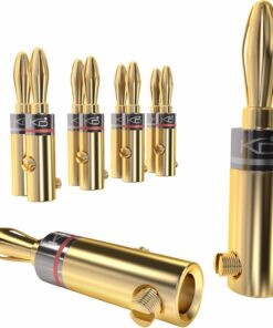 – muz fiş-5 çift (6 mm²'ye kadar hoparlör kablosu için muz fiş bağlantısı, HiFi kutusu, amplifikatör/güç amplifikatörü, alıcı/stereo sistem esnek bağlantısı, vidalanabilir, altın kaplama)