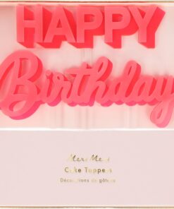 Meri Happy Birthday Pembe Akrilik Pasta Süsü