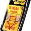 Mesaj "Sign Here" Bayrakları Değer Paketi, 50/Dispenser, 12 Dispenser/Paket, 1" Geniş, Sarı (680-SH12)