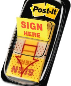 Mesaj "Sign Here" Bayrakları Değer Paketi, 50/Dispenser, 12 Dispenser/Paket, 1" Geniş, Sarı (680-SH12)