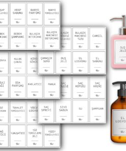 40 Parça Beyaz Banyo ve Mutfak Etiketi - Temizlik Malzemeleri İçin Suya Dayanıklı Baskılı Sticker - Deterjan Kutusu Düzenleyici Kendinden Yapışkanlı Çıkartma Şişe Kutu Sabun Şampuan Etiketi (Beyaz)