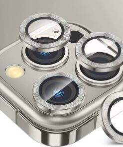 Trend iPhone 16 Pro ve iPhone 16 Pro Max Kamera Camı Lens Koruyucu Halka Set - Beyaz Titanyum