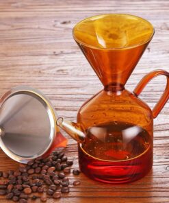 Premium Amber Borosilikat Cam Kahve Demleme Sürahisi 600ml Isıya Dayanıklı Chemex Tarzı Manuel Kahve Demliği Filtre Aparatlı Şık Tasarım