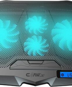 Tornado 4x Turbo LED Fan - Ayarlabilir Fan Hızı & 6 Farklı Stand Yükseklik Kademesi - 2 USB Portlu - Metal Mesh Zemin - LCD Ekranlı Notebook Soğutucu - Siyah (9"-17" Boyut Destekli)
