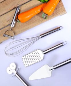 Kitchen 5 Parça Çelik Paslanmaz Mutfak Servis ve Hazırlık Seti Çeyiz Seti GRİ
