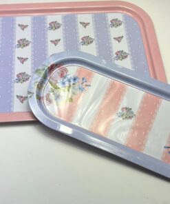 Metal Tepsi Seti – Vintage Çiçek Desenli