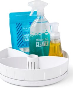 SinkSuite Lavabo Altı Döner Tabla, Ayarlanabilir Bölücüler, Mutfak Dolabı veya Banyo Saklama için Lazy Susan Düzenleyici