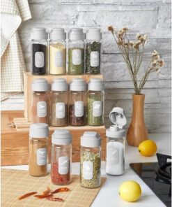 STORE 12 Adet Cam Etiketli Baharatlık Seti