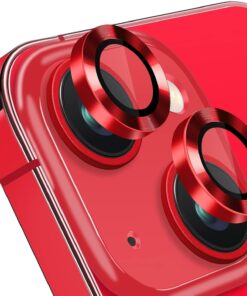 Apple iPhone 14 iPhone 14 Plus için Kamera Lens Koruyucu Kamera Koruyucu Ultra İnce Yüksek Kaliteli Cam Lens Mercek Koruyucu (Kırmızı)